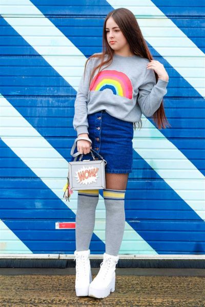 Saia Jeans com Botões