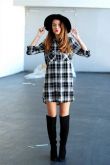 Vestido Camisa Xadrez Preto e Branco