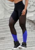 Legging Deep Ocean com Tule Canelado